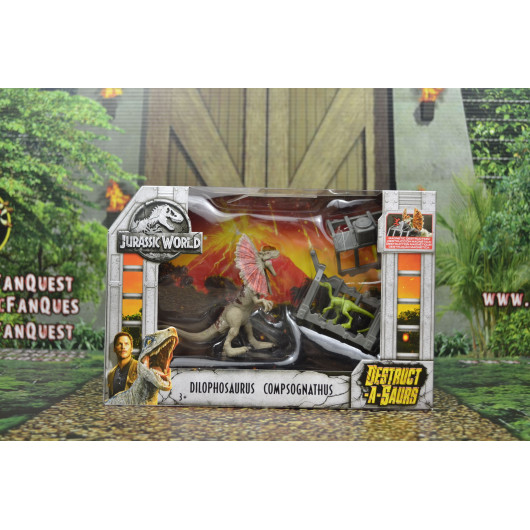 Jurassic World Dilophosaurus Compsognathus Destruct-A-Saurs Play Set Mattel New 